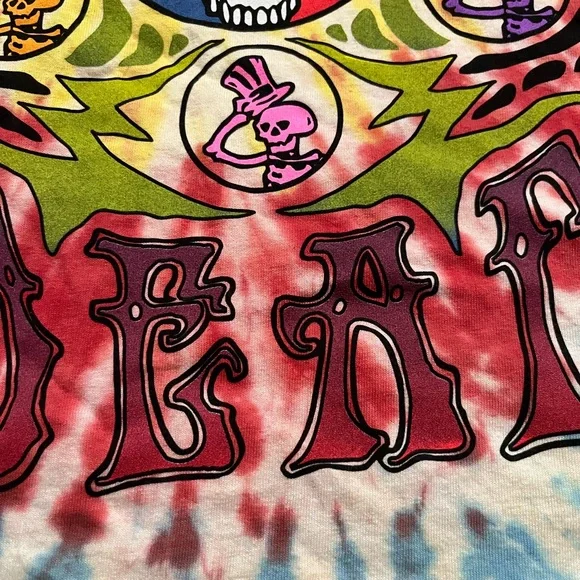 🐢 '21 Grateful Dead Band Wild Tie Dye Skull And Skeleton Bertha Deadstock Tee - Picture 8 of 16